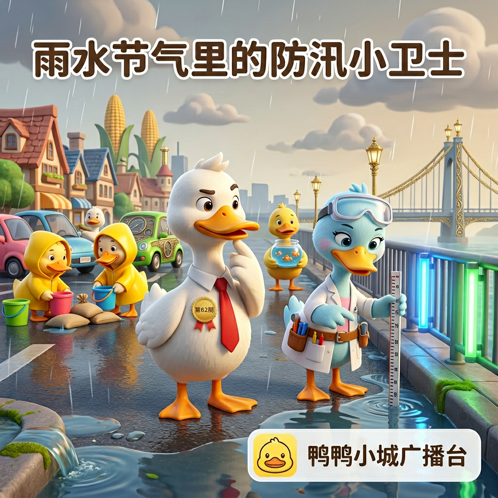 雨水节气里的防汛小卫士