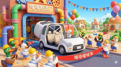鸭鸭小城-超级工厂造出卖肉菜专用车-场景3-0