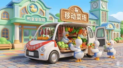 鸭鸭小城-超级工厂造出卖肉菜专用车-场景6-0