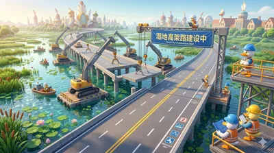 鸭鸭小城-湿地公园湖边新增公路-场景6-0