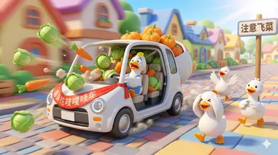 鸭鸭小城-超级工厂造出卖肉菜专用车-场景5-1